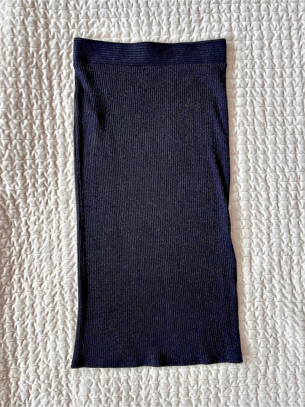 LOFT Ribbed Midi Skirt in Black Size Small Like New